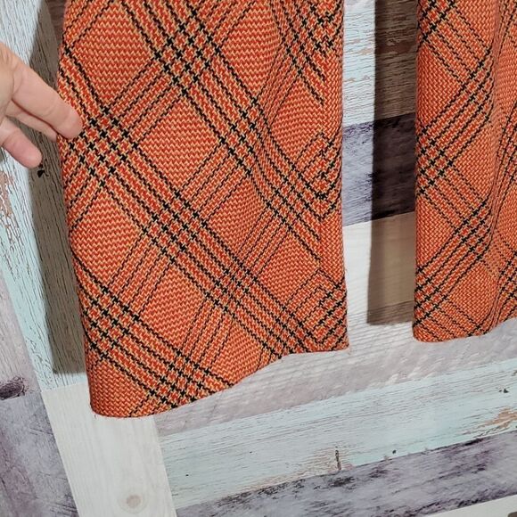 Vintage Disco Orange/Black Woven Polyester High Waist Slacks Pants Sz M/L? 623 - Picture 5 of 9